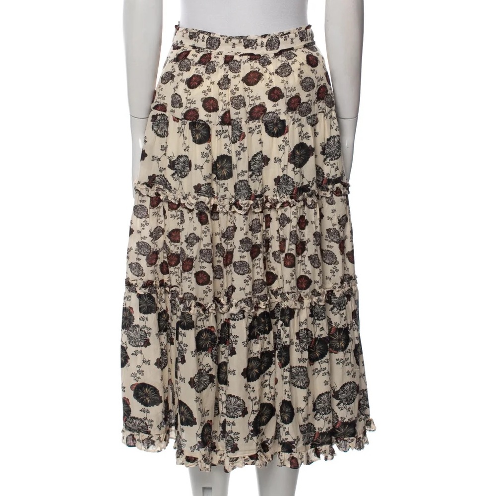 Ulla Johnson Tulia Cream Floral Midi Skirt Size 2